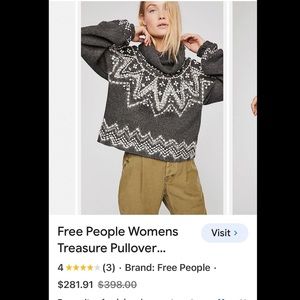 Free People Treasure pullover turtleneck embellished sweater S gorgeous 💕